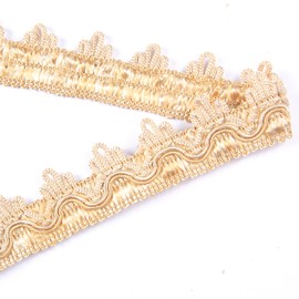 BEL AVENIR Ribete trenzado de 3 cm y 12 yardas Delicia French Gimp Basic Costura de poliéster, manualidades, disfraz, decoración del hogar (beige claro)