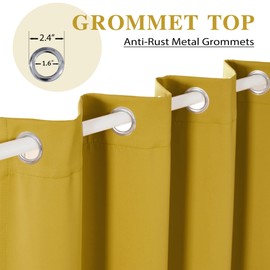 LCOOMZEN Golden Blackout Curtains 84 inches Long for Bedroom - 2 Panels Set Grommet Thermal Insulated Room Darkening Curtains for Living Room (2 Panels，W52 x L84 Inch,Golden Palm)