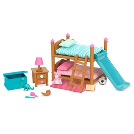Li'l Woodzeez – Bunk Beds Playset with Miniature Bedroom Furniture & Accessories – 18 Pieces Toy Set Includes Bed, Toys, Book & More – Fun Gift for 3+ Years