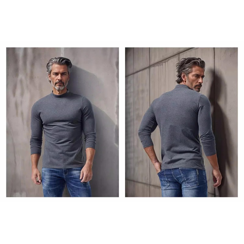 Olankaro Mens Mock Turtleneck Long Sleeve Shirts Basic Comfy Turtle