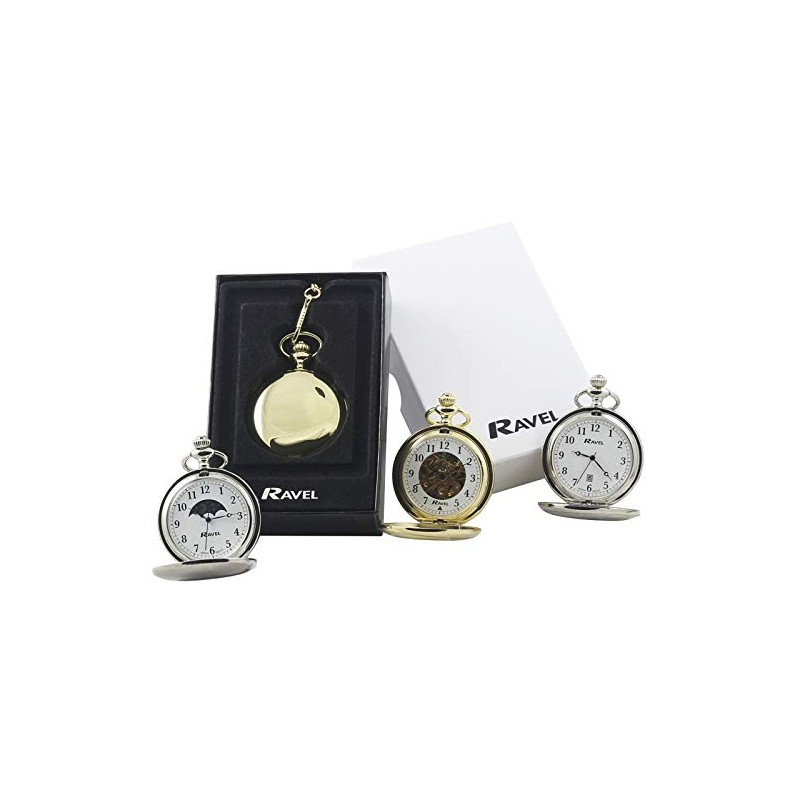 Ravel - Full-Hunter Pocket Watch - Silver Tone