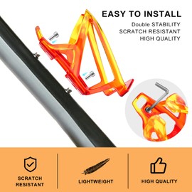 Binudum Bottle Holder Bicycle Drink Holder Bicycle with Screws Lightweight Cycling Bicycle Water Bottle Holder for Road, Mountain Bike (Red Yellow)