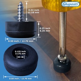 Gluposti 25 Cutting Board Feet with Stainless Screws, 1/2" Soft Non-Slip Rubber Bumpers for Cutting Boards & Electronics