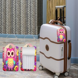 2 Pcs Luggage Tags for Suitcases, PU Leather Cruise ID Tags with Privacy Cover, Stainless Steel Loop & Address Card, Luggage Tags for Suitcases TSA Approved for Men Women Handbags Backpacks