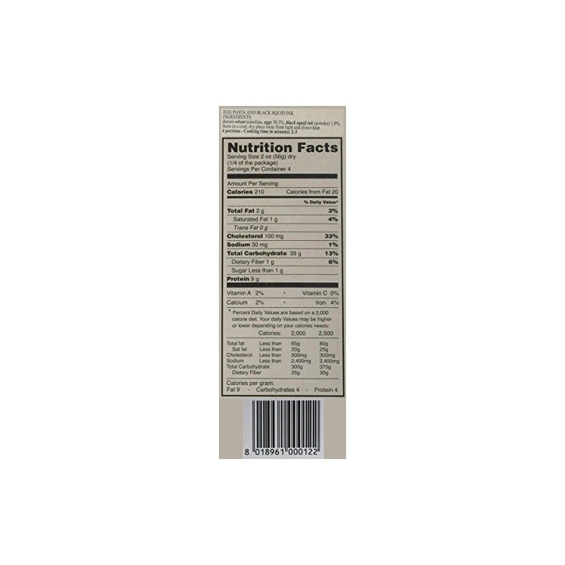 Campofilone Italian Squid Ink Fettuccine Egg Pasta | Marcozzi di
