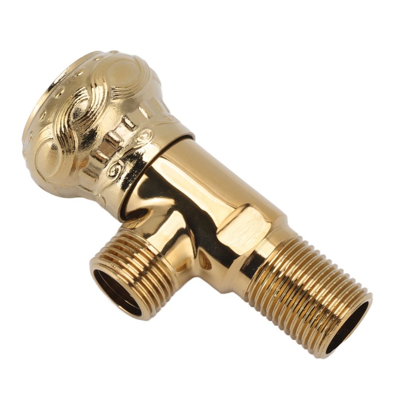 Angle Stop Valve Gold Antique Full Copper Carving Thicken Cold