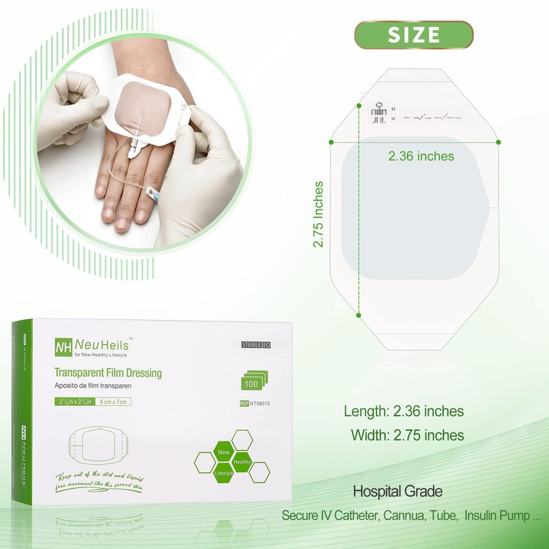NeuHeils Transparent Film Dressing 2 3/8'' x 2 3/4'', 100