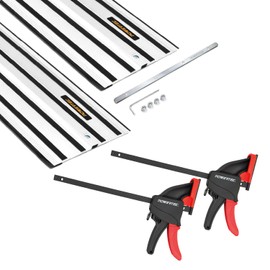 POWERTEC 72199 110 Inch Track Saw Guide Rail and Clamp Set for DeWalt Track Saws, Includes 2x55" Guided Rails, (1) Guide Rail Connector and (2) Quick Release Clamps for Woodworking Projects