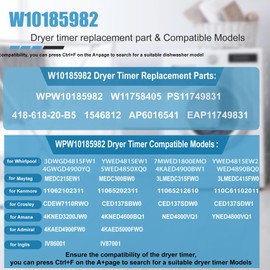 W10185982 WPW10185982 Clothes Dryer Timer Replacement Parts for Whirlpool/Maytag/Amana/Crosley/Inglis, for Whirlpool Dryer Parts, for Maytag Dryer Parts, Dryer Timer Replacement AP6016541 EAP11749831
