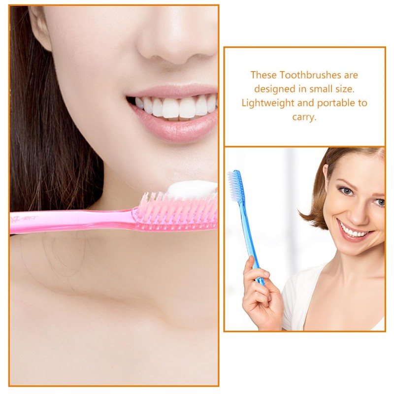 Healeved 10pcs Large Head Travel Toothbrushes for Adults Firm Plastic