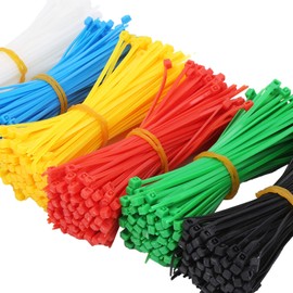 ASHATA 900Pcs Multi Color Zip Ties 6 Multi-Colors 4 Pulgadas Cable con Cremallera autoblocante para Interiores y Exteriores