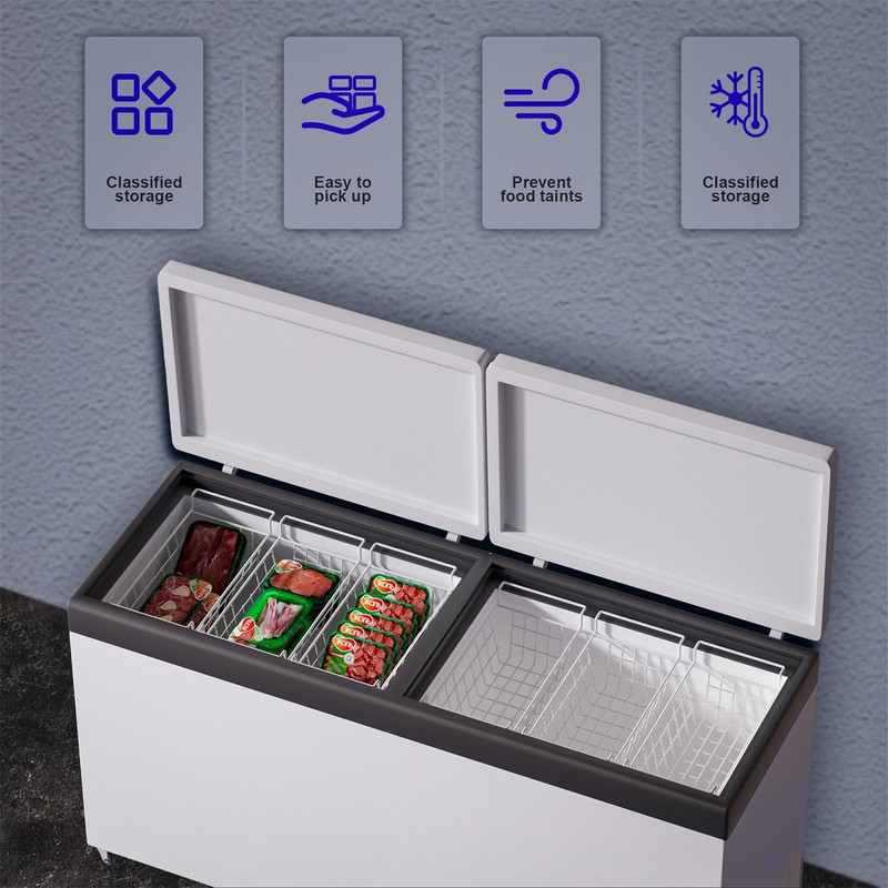 SANNO Chest Freezer Baskets, Deep Freezer Organizer Bins Sturdy Metal
