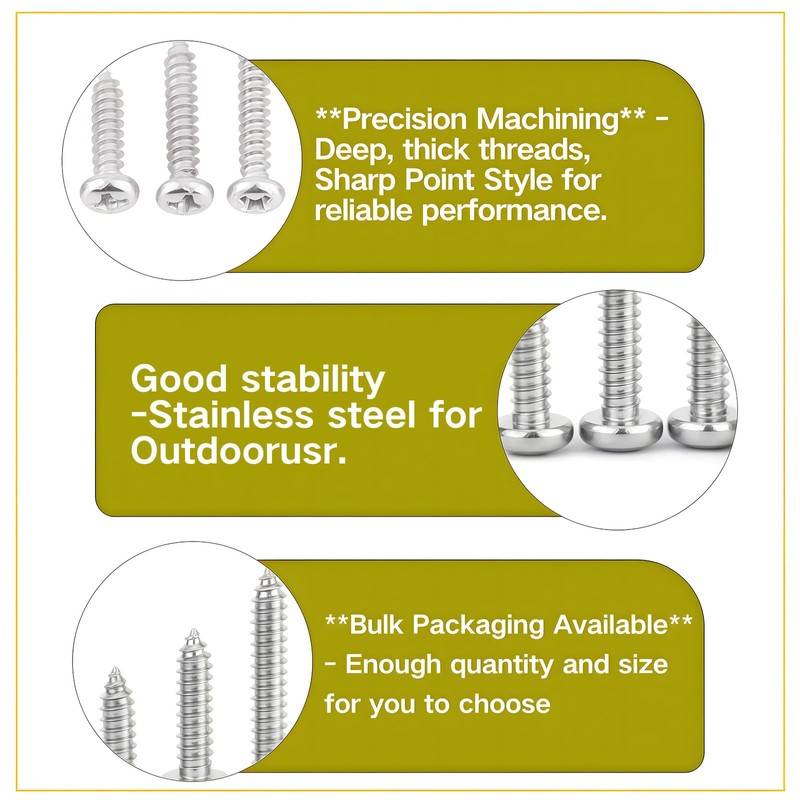 Zmbroll 600Pcs Silver M2 Pan Head Self-Tapping Screws,Phillips Cross Round