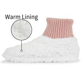 BenSorts Winter Slipper Socks for Women Gift Warm Cozy Fleece House Socks Non Skid with Grippers 2 Pairs Pink Rose Red Size 8.5 9 10 10.5