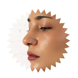 Inilbran Punk Love Heart Nose Ring Clip On Vintage CZ Heart Fake Nose Ring Gold Hollow Heart Nose Cuff Hoop Ring Non Pierced Nose Ring Jewelry for Women and Girls, Stainless Steel