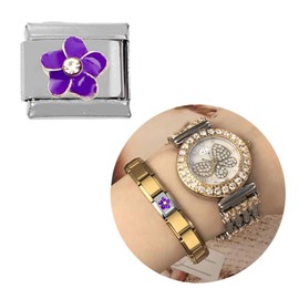 [HEMLBOYW] Vintage Flower Italian Charm Link Making Accessories Bracelet Making Stainless Steel Supplies Removable Module Suitable for Jewelry