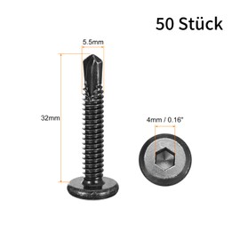 QUARKZMAN 50 Pcs 5.5 x 32mm 410 Stainless Steel Flat Head Self Drilling Screws Black