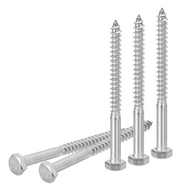 DTGN M6x75mm Hex Lag Bolts -15 Pack - for Woodworking, Furniture - 304 Stainless Steel Partial Thread Hexagon Head Lag Screws for Wood - Silver