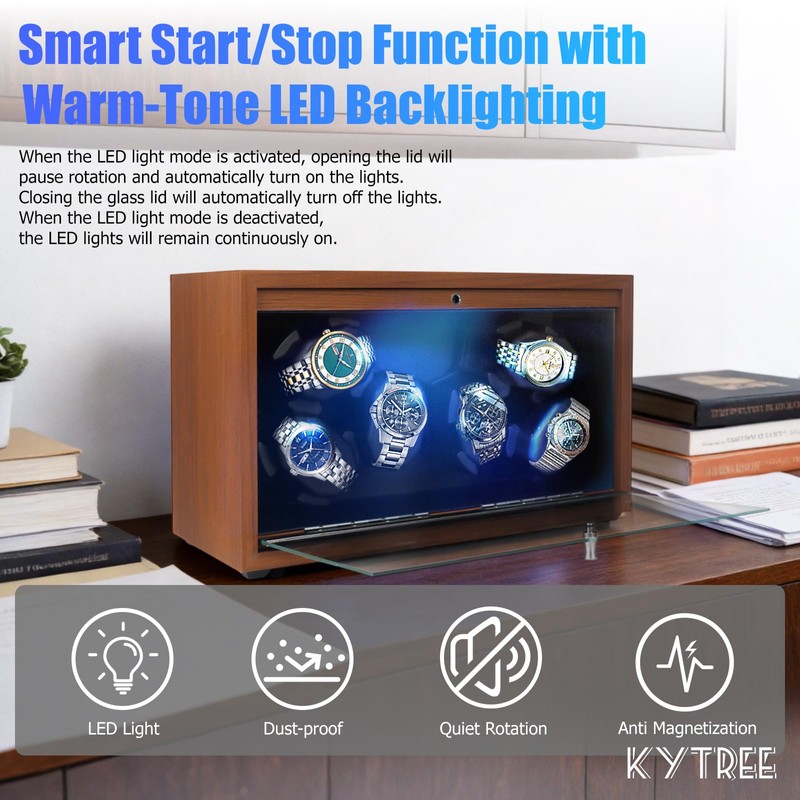 Kytree Watch Winder for Automatic Watches, 6 Watch Rotator with