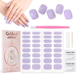 XEAOHESY 32pcs Semi Cured Gel Nail Strips, Needs to Be Cured With a Lamp, Easy to Apply and Remove, Waterproof and Long-Lasting(Elegant Lavender)
