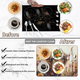 Stove Top Covers for Electric Stove,Highland Cow Flower Rubber Flat RV Range Stovetop Protector,Prevents Scratching, Expands Usable Space 28.5'' x 20.5''