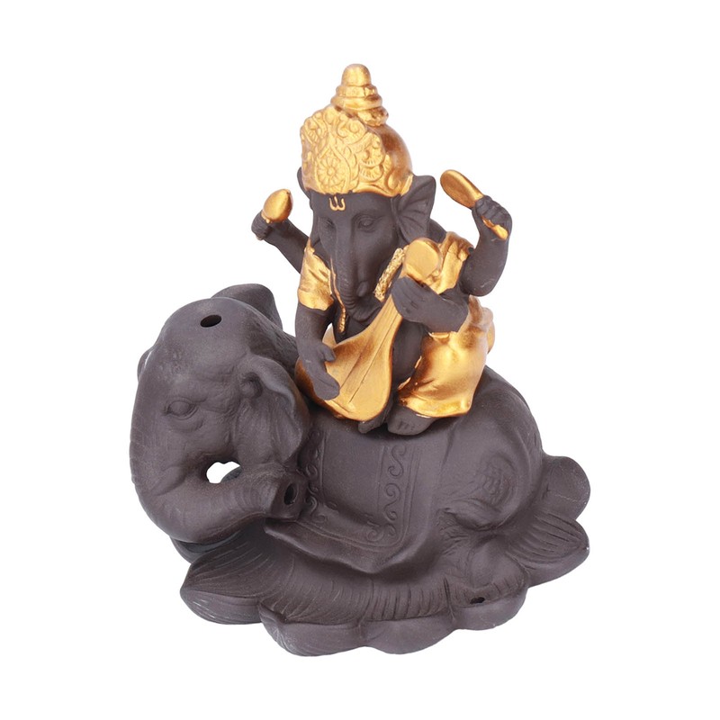 Backflow Incense Burner Pipa Elephant Purple Sands Gold Drawing Portable