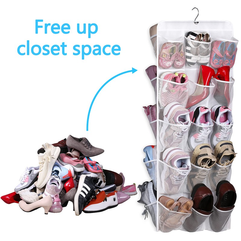 MISSLO 30 Pockets Dual Sided Hanging Baby Shoe Organizer for