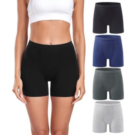 wirarpa Women's Modal Boy Shorts Panties Multicolor Soft Microfiber Boxer Briefs Underwear 4 Pack Small