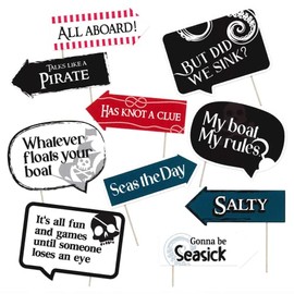 Funny Ahoy Nautical Photo Booth Props - Pirate Themed Decorations for Baby Shower or Birthday Party - Funny Photography Supplies - Selfie Props with Sticks - 10pcs