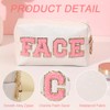 Kaxich 4 Pcs Preppy Patch Makeup Bag, Chenille Letter Cosmetic