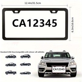 Fashion Super Slim Matte Black License Plate Frames,Exclusive License Plate Covers,Weather Proof License Plate Holder for Women(2 Frames Black)