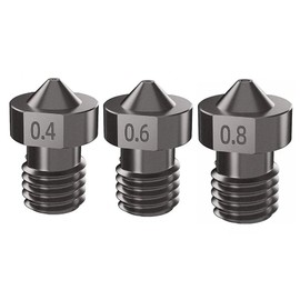 SIUTEC® Premium V5/V6 Hardened Steel/Hardened Steel, Nozzle/Nozzle Set of 3 Nozzles: 0.4/0.6/0.8 mm, for i3, i3 Mega S, Chiron, 4MAX, Vyper, Kobra Max, E3D V5 / V6 Hotend - 1.75 mm Filament