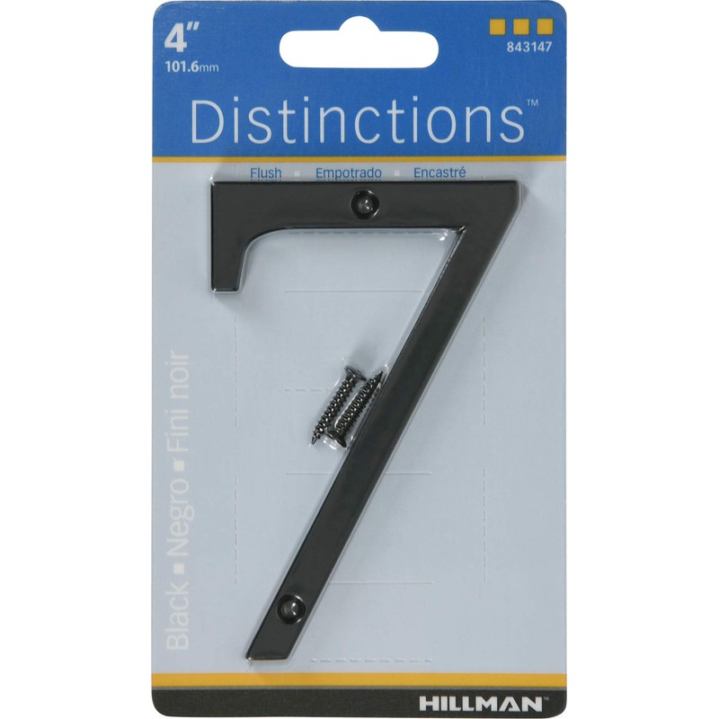 Distinctions 843147 Black Flush-Mount 4-Inch House Number 7