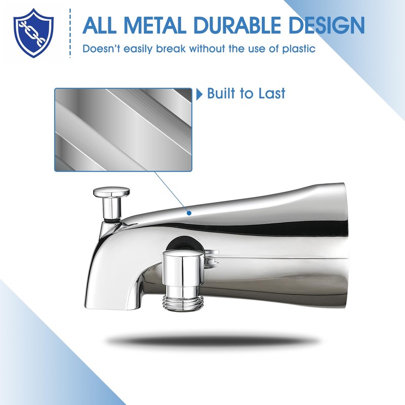 YASINU All Metal Tub Spout with Diverter Chrome, Fits Threaded