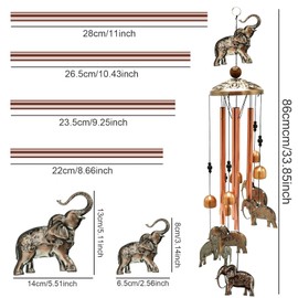 Wind Chimes, Elephant Wind Chimes, Elephant Gifts, Outdoor Decorative Wind Chimes, Vintage Memorial Wind Chimes Friends, Gifts for Elders, Elephant Copper Ornament Birthday