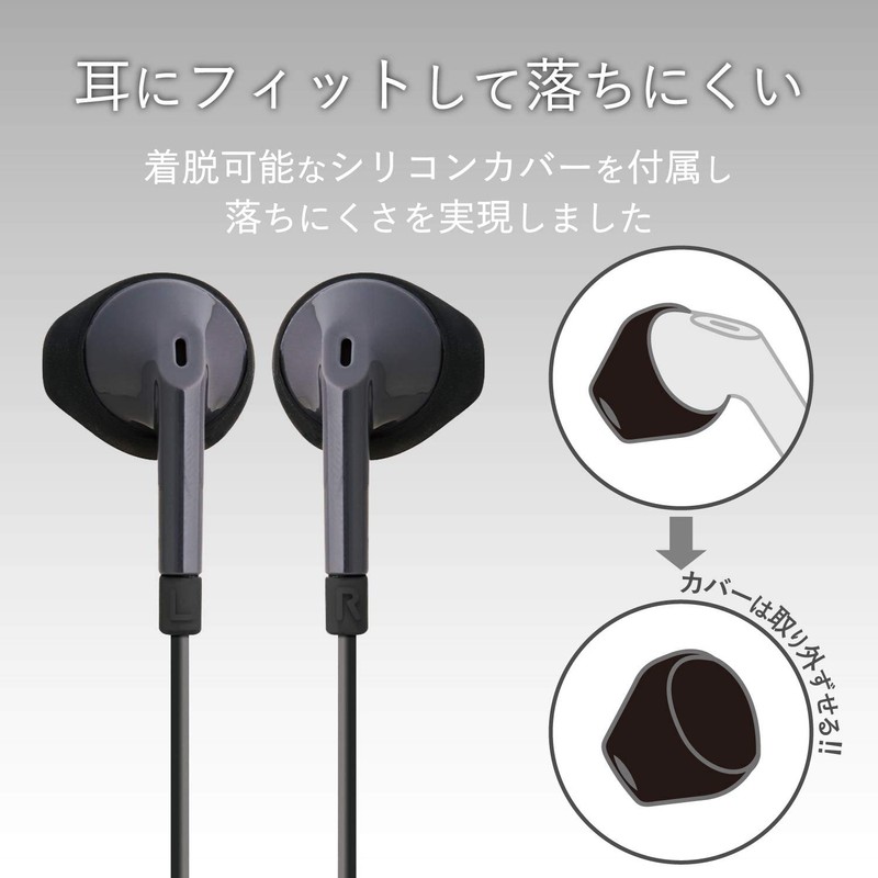 Elecom EHP-F10IMABK Semi-Open Earphones with Mic Stereo φ3.5 mm Driver