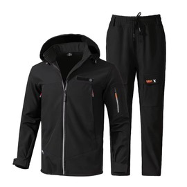 Yucahype Men's Mountain Jacket, Top and Bottom Set, Fleece Lined, Cold Protection, Long Pants, Mountain Parka, Winter Outdoor Wear, Large Size, Winter Clothes, Windproof, Cold Protection, Water