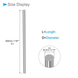 CoCud Round Steel Rod, 4.5mm Diameter 200mm Length, High Speed Steel Bar Stock Craft DIY Tool - (Applications: for Drill Lathes Boring Machine), 5-Pieces