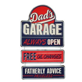 Dad's Garage Linked and Embossed Metal Sign - Fun Garage Sign for Dad - Great Gift Idea