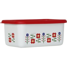 Fuji Hollow Mesa Deep Shape Square Container, M, Red