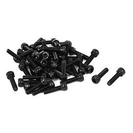 Sourcingmap M3 x 12mm Carbon Steel Full Thread Hex Socket Cap Head Screws Bolts Black 50 Pcs