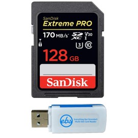 SanDisk 128GB SDXC Extreme Pro Memory Card Works with Sony Alpha a7 III, a7 II, a7, a7s, a7s II Mirrorless Camera 4K V30 UHS-I (SDSDXXY-128G-GN4IN) Plus (1) Everything But Stromboli (TM) Combo Reader