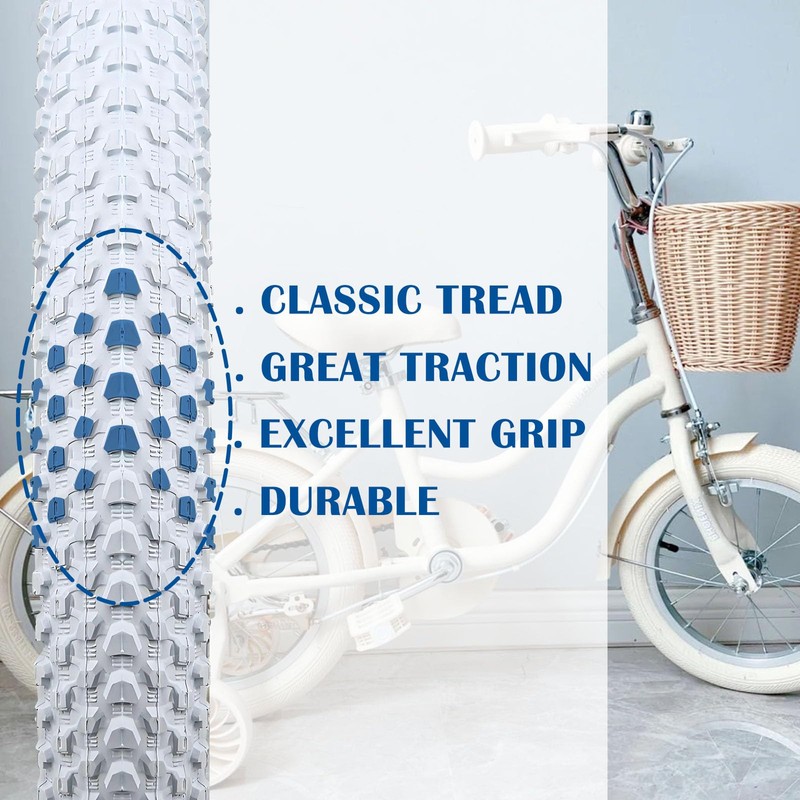SIMEIQI Pair of 18"x2.125" Bike Tires White Wall for Replacement