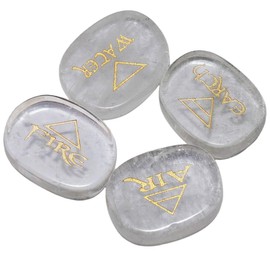 mookaitedecor Chakra Stones Set Engraved Polished Reiki Chakras Healing Stones Palm Stones for Reiki Balancing