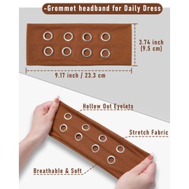 CHLINS 3 Pcs Punk Hollowed Out Eyelets Grunge Wide Headbands for Women Stretchy Metal Rock for Sports Casual Hair Bands Y2K Daily Hair Accessories