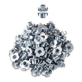 LIKERAINY 4 Pronged Tee Nuts M10 x 12mm Metal T-Nut Furniture Threaded Inserts for Woodworking Climbing Holds Furniture leg and Castor Fixings 100pcs