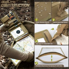 LIVANS Tactical Map Case Military Map Pouch Holder Army Map Protector Foldable Map Storage Bag Multifunctional for Outdoors or Hiking - 13"x10" Clear Viewing Area,1001D Oxford + Waterproof TPU