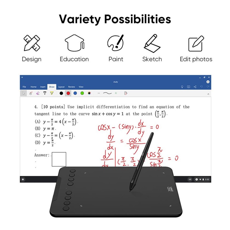 XPPen Updated Deco 01 V3 Drawing Tablet, 16384 Pressure Sensitivity,