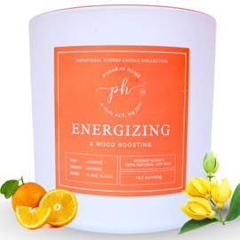 Podaras Home Extra Large Candle – Energizing & Mood Boosting | Orange & Bergamot Ylang Ylang | 14.1 oz (400g) 60 Hours Burn time| Vegan, Clean Burn | Uplift Mood & Confidence