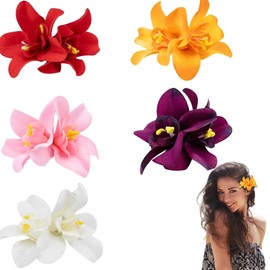 5pcs Bohemian Flower Hair Clips, Artificial Tropical Flower Clip for Seaside Holiday, Wedding Party Bridal Hair Accessories, Hawaiian Beach Hair Pins Clip Orchid Hairpins